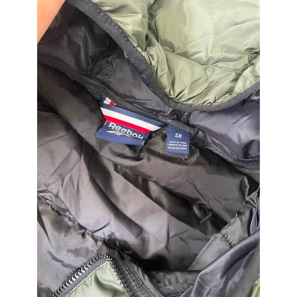 Reebok Mens Glacier Shield Puffer Jacket Olive Green Hooded OXRB1639 Size 5X NWT - Picture 2 of 4
